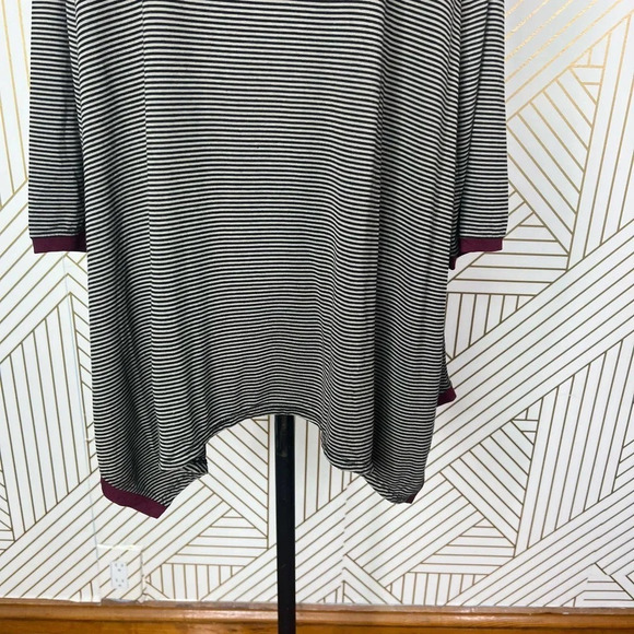 Alembika Tunic Top Blouse 3/4 Sleeve Striped Pullover Black Tan Size 2 US 8‎ 10 - Picture 10 of 12